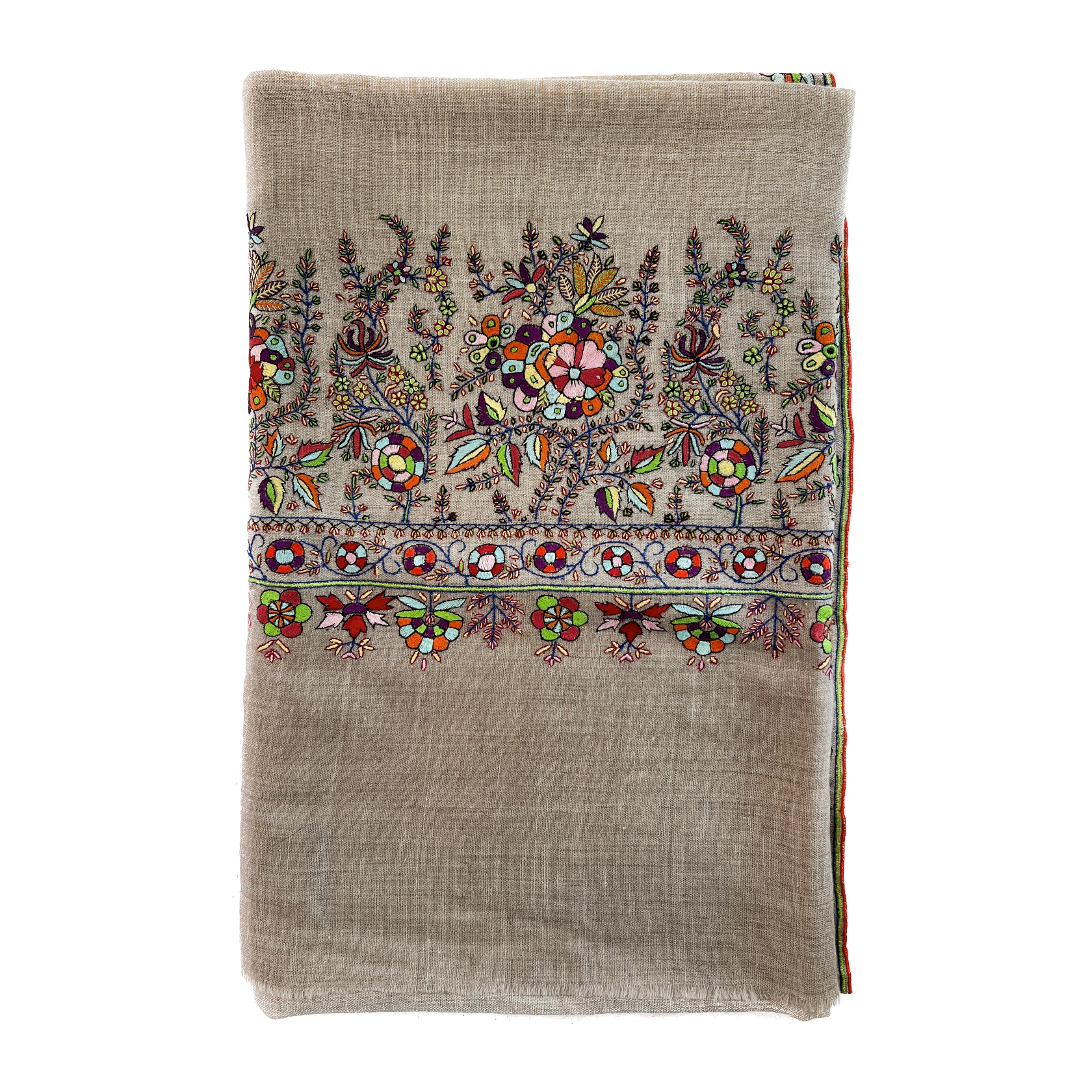 INTRICATE BORDER EMBROIDERED SHAWL