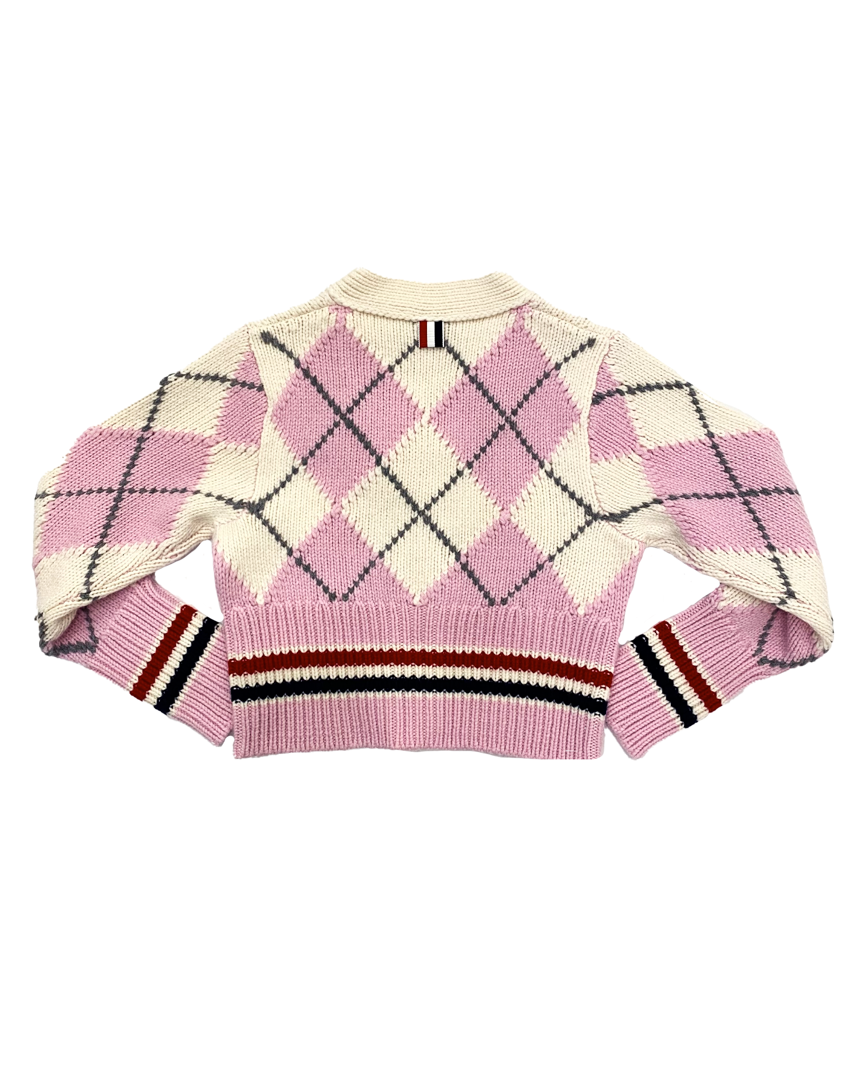 THOM BROWNE | MERINO WOOL ARGYLE CROP CARDIGAN