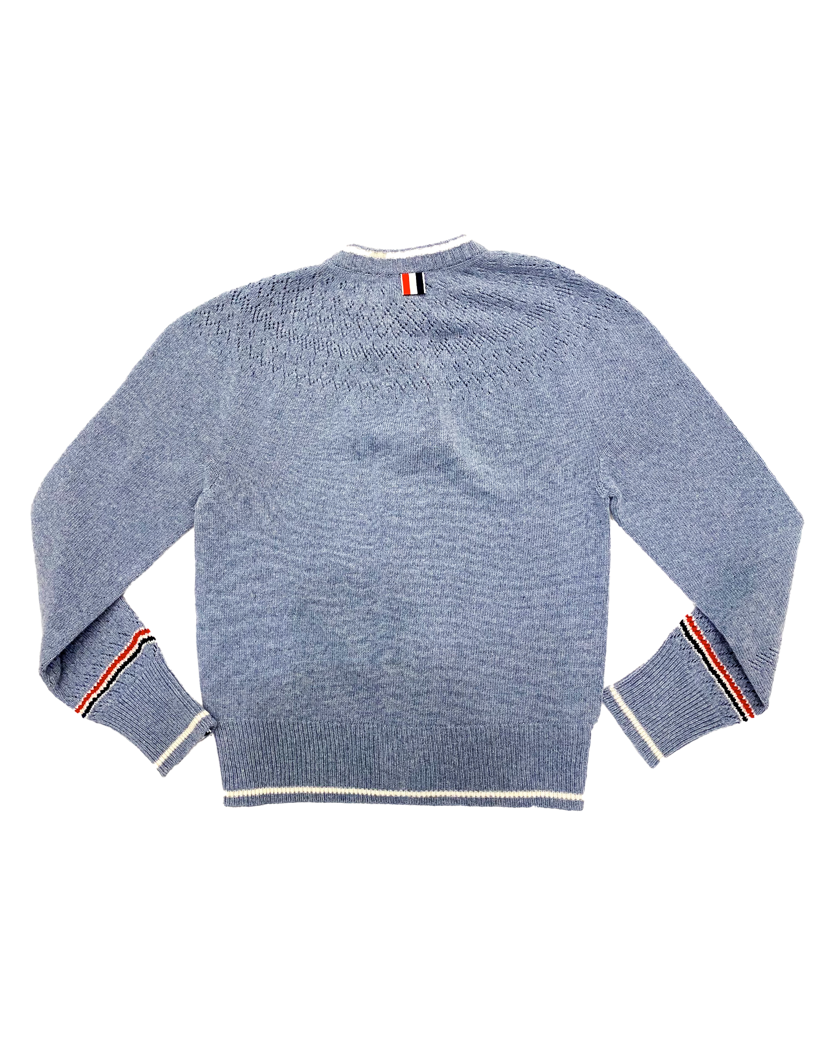 THOM BROWNE | BLUE POINTELLE MERINO WOOL CARDIGAN