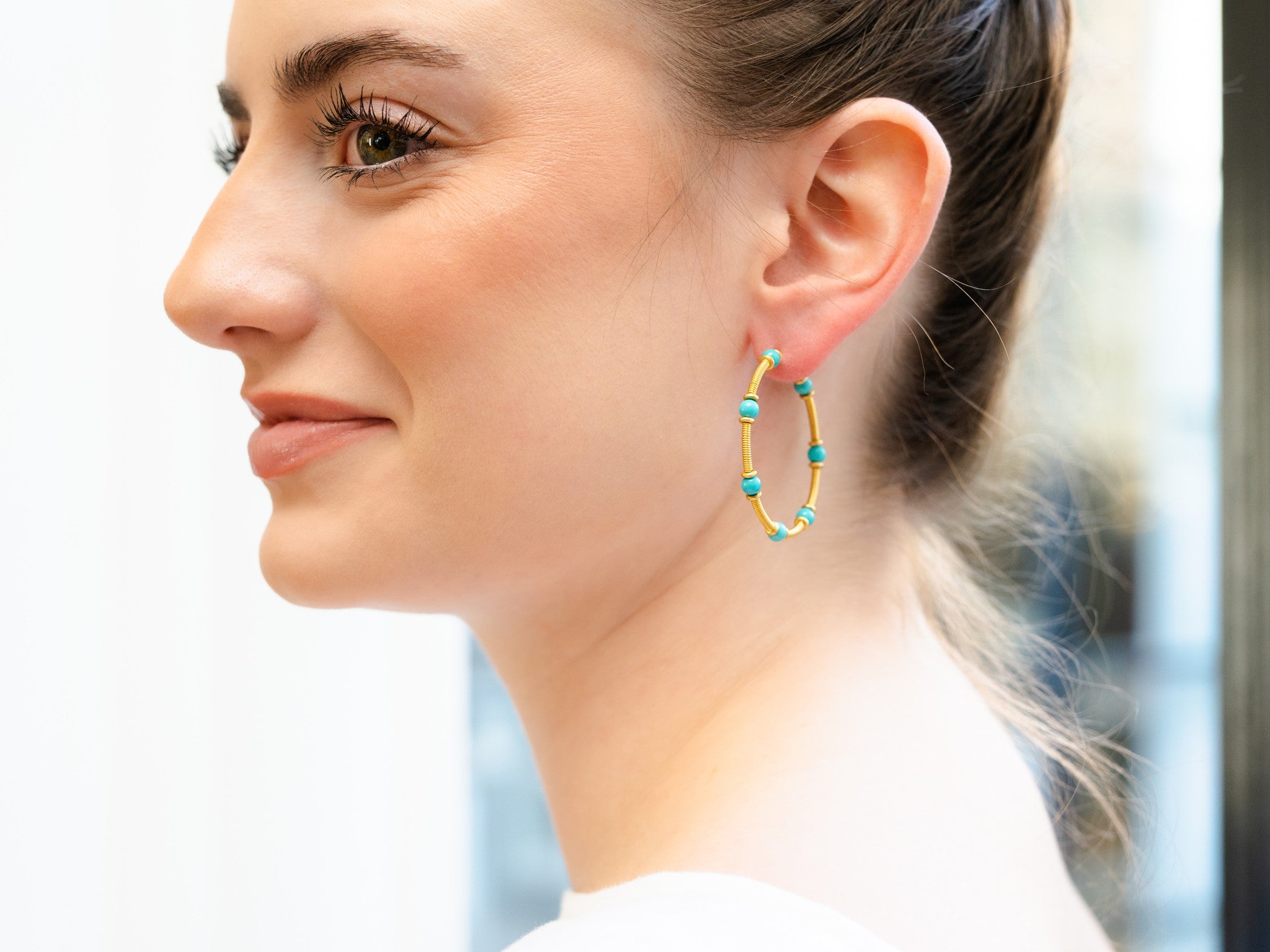 TURQUOISE ZENO HOOP EARRINGS