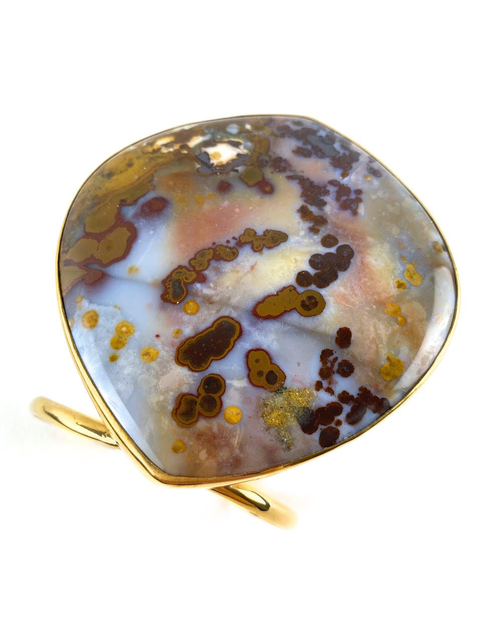 BRASS CAGE CUFF WITH LUNA AGATE