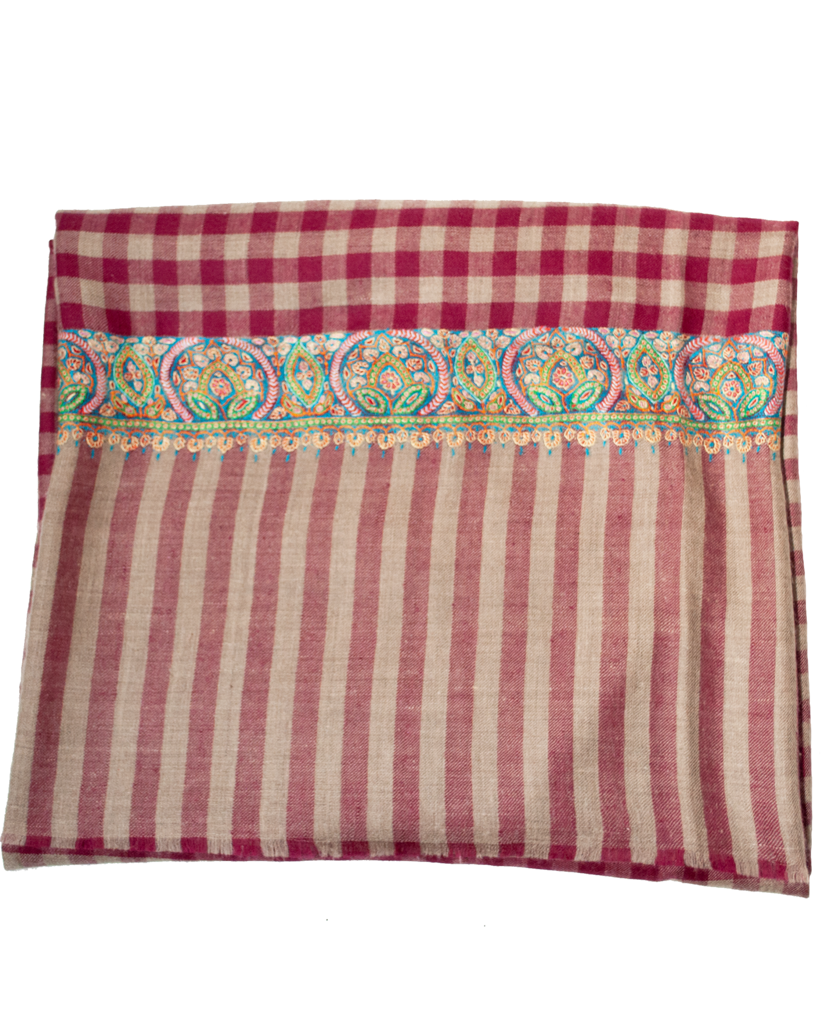 WIDE BORDER EMBROIDERED SHAWL