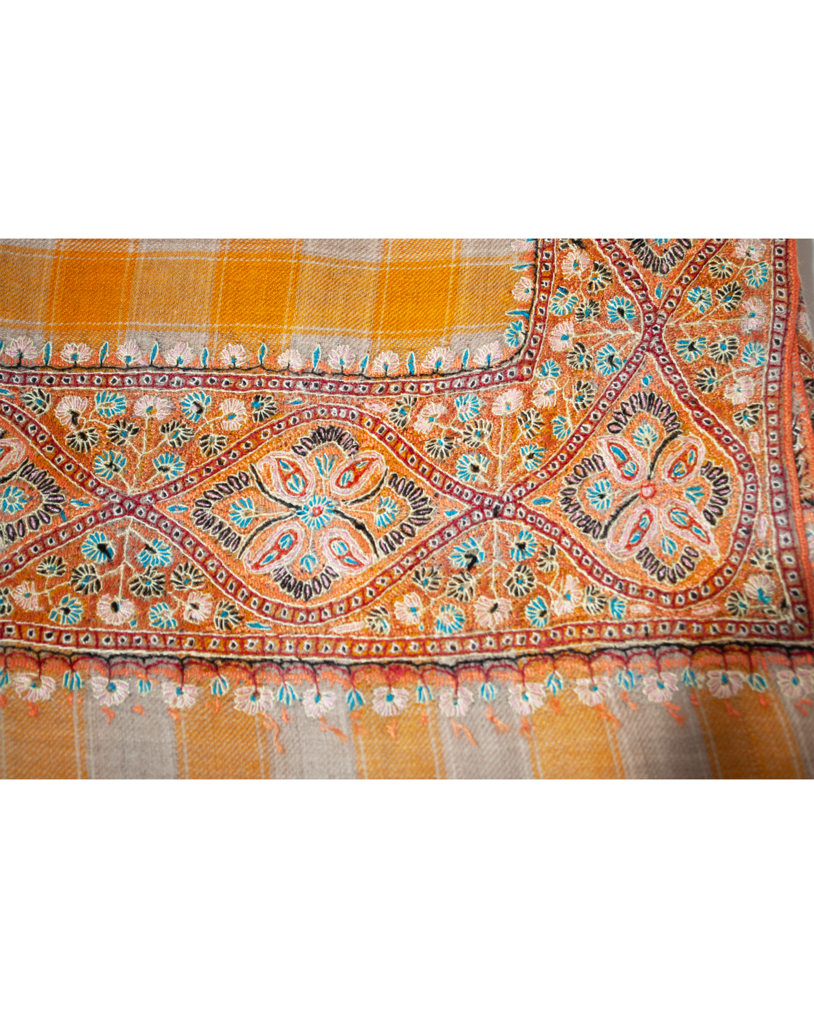 WIDE BORDER EMBROIDERED SHAWL